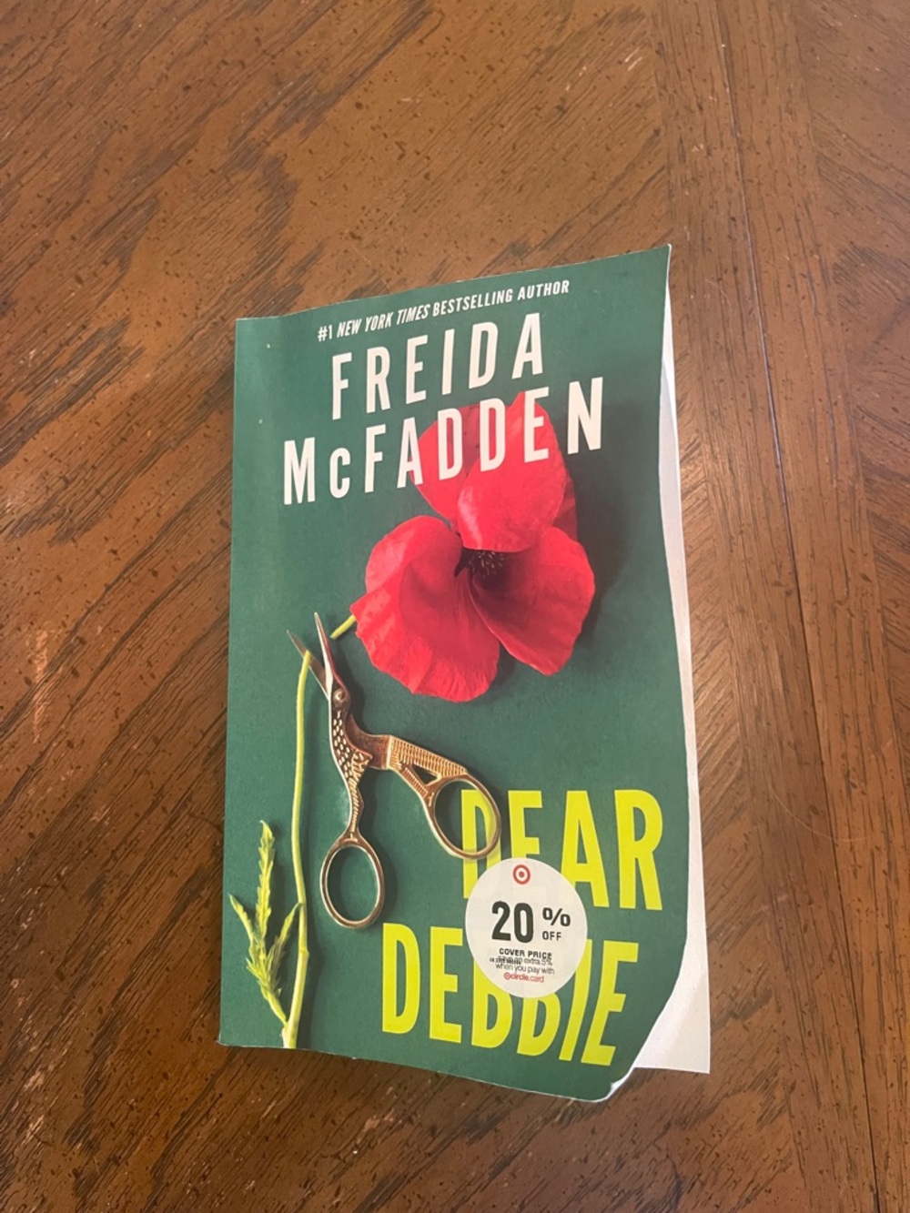 Freida McFadden "Dear Debbie" Paperback - Green Cover with Red Flower